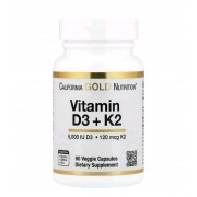 California Gold Nutrition, вітаміни Д3 5000 і K2 у вигляді MK-7, 60 вегетаріанських капсул