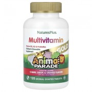 NaturesPlus, Source of Life, Animal Parade Gold, жувальна добавка для дітей з мультивітамінами та мікроелементами, асорті смаків, 120 таблеток у формі тварин