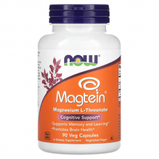 NOW Foods, Magtein®, L-треонат магнію, 90 вегетаріанських капсул