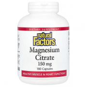 Natural Factors, цитрат магнію, 150 мг, 180 капсул