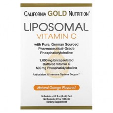 California Gold Nutrition, ліпосомальний вітамін C, з апельсиновим смаком, 1000 мг, 30 пакетиків по 6 мл (0,2 унції)