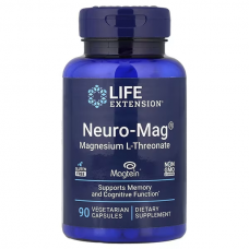 Life Extension, Neuro-Mag®, L-треонат магнію, 90 вегетаріанських капсул (48 мг в 1 капсулі)