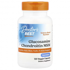 Doctor's Best, глюкозамін, хондроїтин і МСМ, 360 рослинних капсул