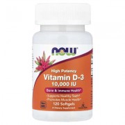 NOW Foods, високоефективний вітамін D3, 10 000 МО, 120 капсул