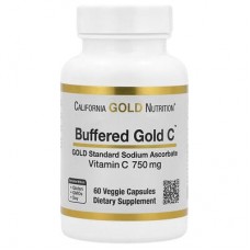 California Gold Nutrition, Buffered Gold C, аскорбат натрію (вітамін C) GOLD Standard, 60 веганських капсул