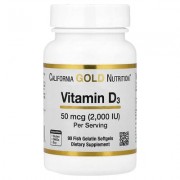 California Gold Nutrition, вітамін D3, 50 мкг (2000 МО), 90 капсул із риб’ячого желатину