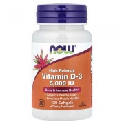 NOW Foods, вітамін D3, високоефективний, 125 мкг (5000 МО), 120 капсул